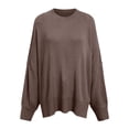 thumbnail image 4 of WUANDIXFA Chandails d'Automne pour Femmes Chandails pour Femmes à Manches Longues Fente Latérale Col Rond Chandails Molletonnés à Enfiler Hauts de Mode pour Femmes Vêtements Corset Vêtements d'Extérieur Brun, TG, 4 of 5