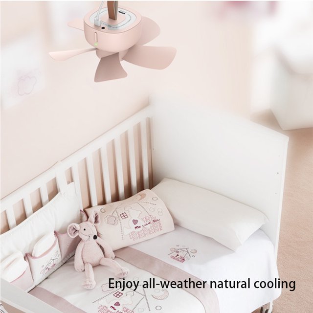 Ventilateur de Plafond Portable Alimenté par USB Tente de Randonnée Suspendue 3.5W Extérieur Refroidissement d'Été Télécommande Fonction de Minuterie Refroidisseur Domestique Rose