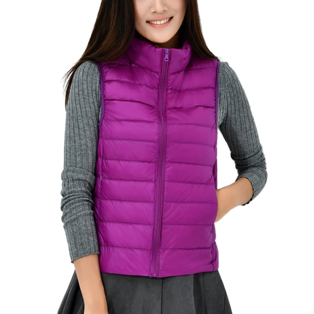 Innerwin Doudounes Manches Longues Gilet Matelassé Col Montant Chaud Violet TG