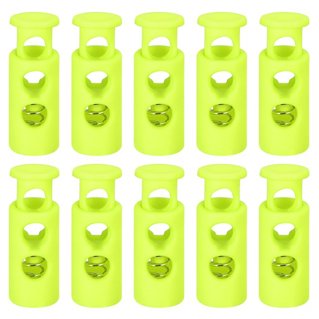 Unique Bargains Lot de 30 Butées à Ressort en Plastique à Double Trou pour Cordon de 4 mm, Vert Vif