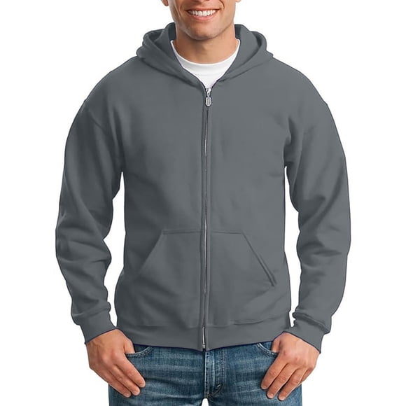 Ediodpoh Mens Zip up Hoodie Long Sleeve Full Zip Hooded Sweatshirt Pullover with Pocket Mens Sweatshirts Gray XL