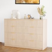 MemoryField 8-Drawer Dresser for Bedroom, Fluted Dresser with Smooth Slides, Modern Chest of Drawers, Natural