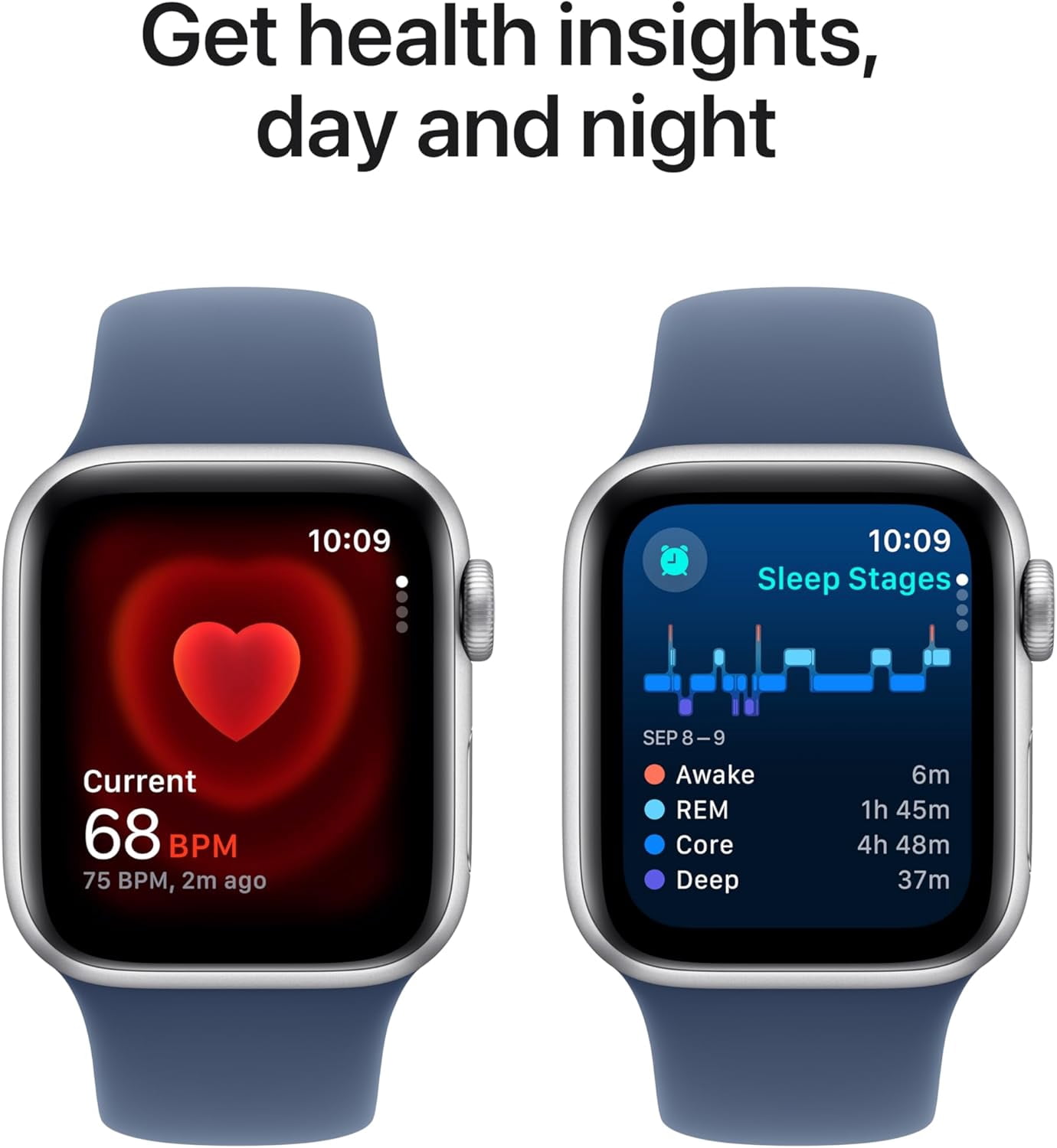 Apple Watch SE2 40mm GPS boîtier aluminium argent avec bracelet sport denim M/G