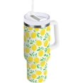 thumbnail image 1 of Gobelet de 30 oz avec Poignée, Couvercle et Paille, Gobelet d'Eau Isolé, Tasse d'Eau en Acier Inoxydable, Tasse Bouteille Réutilisable, Compatible avec Porte-Gobelet, Citron Jaune, 1 of 6
