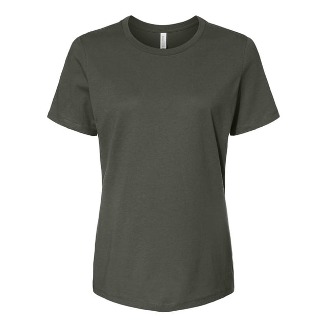 BELLA+CANVAS 6400 - T-Shirt en Jersey à Manches Courtes Décontracté Vert Militaire, Taille G. Fabriqué à Partir de 4,2 Oz, 100 % Coton Peigné et Filé à l'Anneau avec Coupe missy et design à Coutures Latérales. Comprend une Étiquette Détachable pour Plus de Confort.