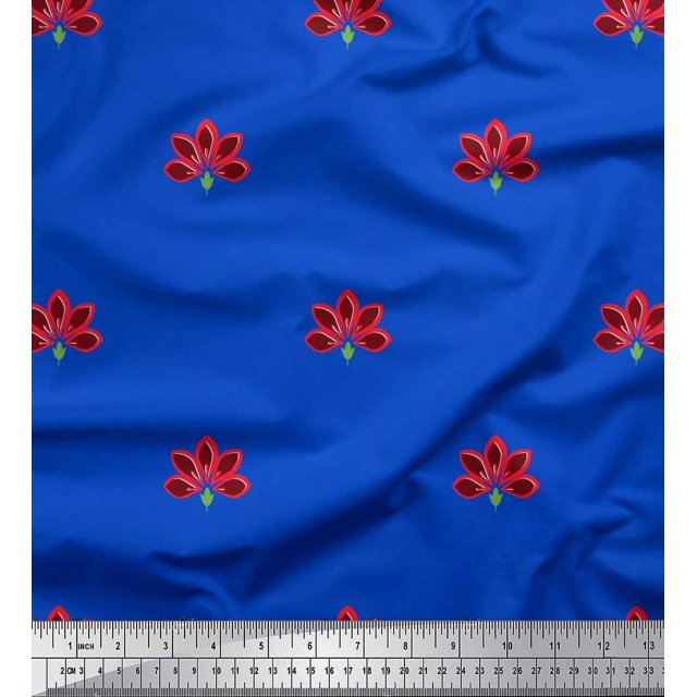 Soimoi Modal Satin Fabric Artistic Floral Decor Fabric Printed Yard 42 Inch Wide