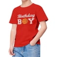 thumbnail image 1 of Chemises Garçons Été Manches Courtes Imprimé Basketball Tendance T-Shirt Rouge 4-5 Ans, 1 of 4
