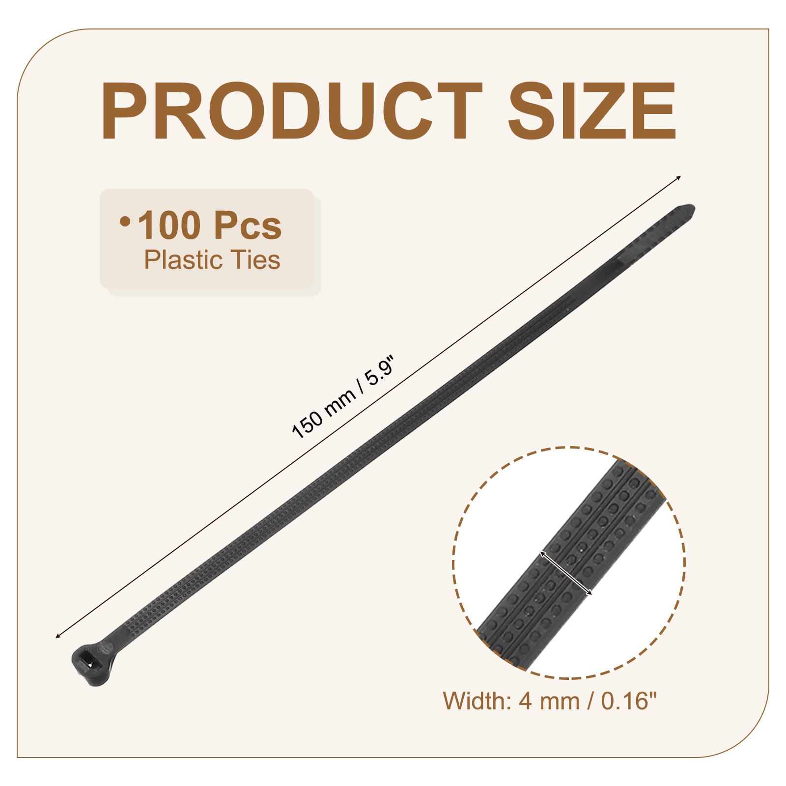 Zip Ties Plastic Cable Ties, Self-Locking Wire Zip Tie 6 Inch with