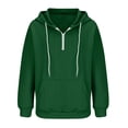 thumbnail image 4 of Besolor Womens Fall Fashion Quarter Zip Hoodies Sweatshirts Casual Long Sleeve Solid Color V Neck Drawstring Pullover Tops, 4 of 6