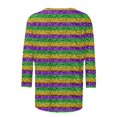thumbnail image 4 of Penkiiy Blouse Carnaval pour Femmes Mardi Gras Mode Imprimée Décontractée Col Rond Manches 3/4 T-shirt Blouse m Multicolore, 4 of 5