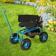 thumbnail image 4 of Costway Chariot de Jardin Roulant Siège de Travail de Jardinage Extérieur avec Hauteur Réglable et Rangement pour Outils Bleu, 4 of 10