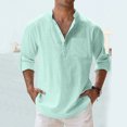thumbnail image 2 of Kcodviy Mens Spring Loose Stand Dragon Button Up Shirt Solid Color Pocket Long one Short Sleeve Pullover Shirt, 2 of 5