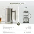 thumbnail image 4 of 1L Stainless Steel French Press Coffee Maker, French Press with Triple Filter, French Press with Keep Warm and Steel Plunger, Double Wall Insulation, Silver Coffee Maker, 4 of 5