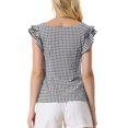 thumbnail image 3 of INSPIRE CHIC Women's Gingham Tops Square Neck Ruffle Cap Sleeves Summer Blouse S Black, 3 of 6
