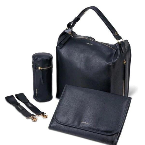 Bababing Diaper Bag - Lucia Backpack - Grey Blush - Luxury Slouch Style - Multi Carry: Shoulder Strap to Backpack - Vegan Leather - Two Insulated Bottle Holders, Large Wipeable Changing Mat, Stroller