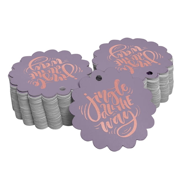 Inkdotpot Vrai Grelot en Feuille d'Or Rose Tout au Long Étiquettes de Noël Cadeaux Étiquettes en Papier à Suspendre 100 Pcs