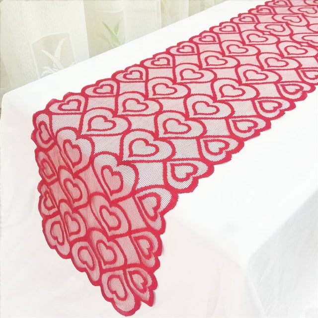 Dvkptbk Table Chemin de la Saint-Valentin Drapeau de Table de la Saint-Valentin Décoration Drapeau de Table Tricoté Rouge Décor de la Saint-Valentin