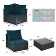 thumbnail image 3 of Gymax Set of 7 Rattan Sofa Set Sectional Conversation Furniture Set Patio Peacock Blue, 3 of 7