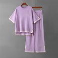 thumbnail image 2 of Ensembles Assortis de Détente pour Femmes, T-Shirts à Manches Courtes à Col Rond, Pantalons Amples à Jambes Larges, Pyjamas, Ensembles de PJs, Vêtements d'Été pour Femmes, 2 of 4