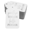 thumbnail image 1 of Inkdotpot Real Silver Foil Good Bye Tension Hello Pension Retirement Tags Favor Hang Paper Tags 100 Pcs, 1 of 1