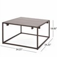 thumbnail image 2 of Farmhouse Coffee Table Rustic Wood Coffee Tables Mid Century Modern Coffe Tables for Small Spaces Simple Square Low Center Table for Living Room Home Office Boho Style, MDF+Iron, 2 of 5