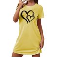 thumbnail image 1 of Mrat Nuisette en Soie pour Femmes Nuisette pour Femmes Tenue de Nuit Manches Courtes Chemise de Nuit Décontractée Imprimée Robe de Nuit Ample Confortable Pyjama S-79 Jaune TG, 1 of 7