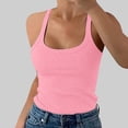 thumbnail image 4 of Women Spaghetti Strap Scoop Neck Ribbed Tank Tops Slim Fitted Cotton Camisole Basic Sleeveless Layering Shirts, 4 of 4