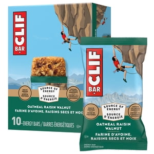 CLIF BAR Barres énergétiques, noix de Raisin d'avoine, Granola Bar, Forte en protéines, contient 70% Ingrédients biologiques Boîte de 10 Barres