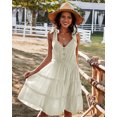 thumbnail image 4 of YNIQUE Womens Summer Casual Spaghetti Strap Smocked Ruffled Vacation Mini Dress, 4 of 6