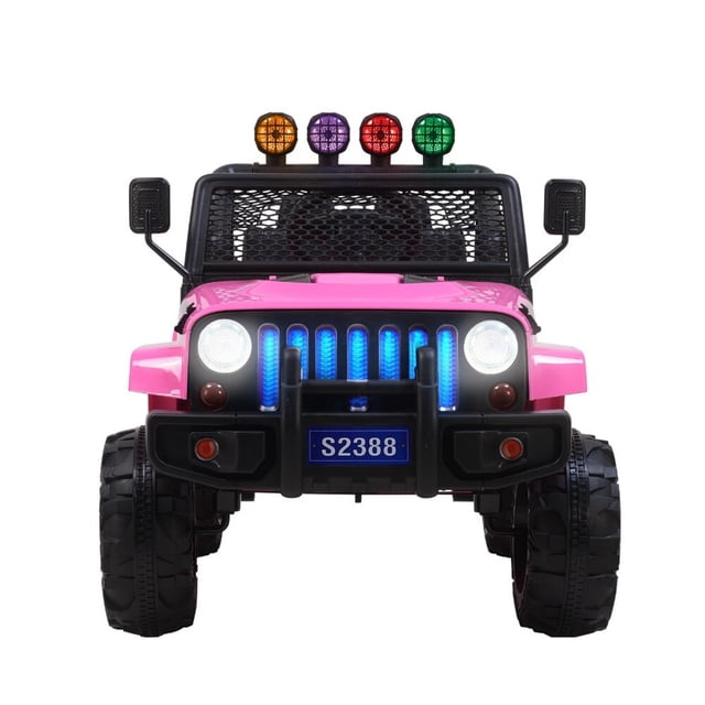 Camion Jeep Électrique 12V pour Enfants Street King avec Roues et Suspension Rose