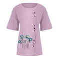 thumbnail image 5 of TopLLC Chemises Mexicaines pour Femmes Hauts Brodés Traditionnels Tunique Décontractée à Fleurs pour Femmes Col Rond Manches Courtes Chemises en Lin, 5 of 5