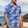 thumbnail image 4 of Pisexur Shirts for Man T Hommes Mode Décontractée Col Rabattu Imprimé Manches Courtes Chemise Boutonnée Blouse Bleue, L Chemises de Golf Hommes & Chemises Hommes, 4 of 7