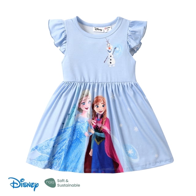 Disney Princess Girl Dresses Frozen Elsa Anna Character Ruffled Sleeveless Dress Size 2-6
