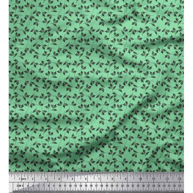 Soimoi Polyester Crepe Fabric Artistic Leaves Print Fabric by The Yard 52 Inch Wide