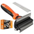 thumbnail image 1 of 2 in 1 Professional Grooming Rake for Cats & Dogs-Dematting Comb for Easy Mats & Tangles Removing,Hair Removal Cleaner for Pets(Orange), 1 of 8