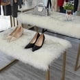 thumbnail image 1 of Soft Plush Non-Slip Area Rug - 40x40cm Polyester Carpet for Living Room, Bedroom, Room - Machine Washable, Beige/Silver/White Options, 1 of 6