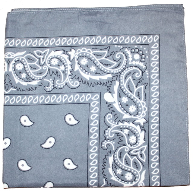 Qraftsy Paisley Polyester Bandanas - Bulk Lot - 25 Pack (Grey)