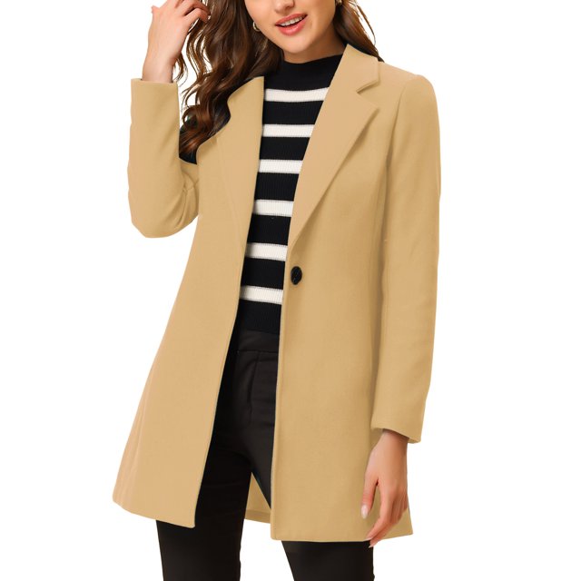 INSPIRE CHIC Manteau Long Classique pour Femme à Revers Cranté, Manches Longues