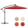 thumbnail image 1 of Gymax Parasol Déporté de Patio 10 Pi avec Lumières Solaires Parasol de Terrasse avec Réglage d'Inclinaison Facile Rouge, 1 of 10