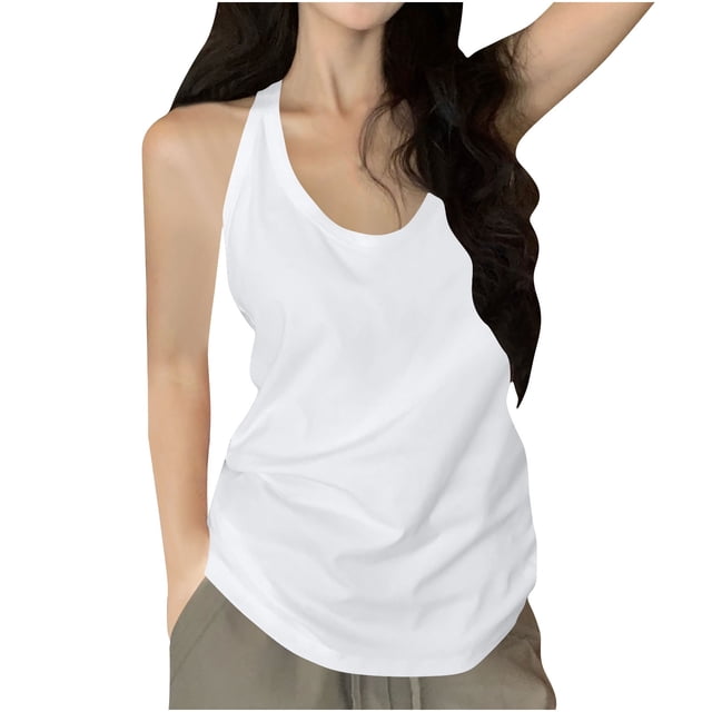 Timegard Tank Top for Women Racerback U Neck Sleeveless Slim Fitting Comfy Casual Workout Basic Tee