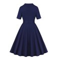 thumbnail image 3 of Ovzne Robes pour Femmes Robe Mode Femmes Été Décontractée Col en V à Boutons Fermeture Éclair Manches Courtes Robe Unie Robe de Printemps Manches Courtes Liquidation, 3 of 6