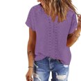 thumbnail image 1 of Liquidation! T-Shirt Grande Taille pour Femmes, Blouse à Manches Courtes d'Été pour Femmes, Blouse en Dentelle à Col Rond Unie pour Femmes, 1 of 5
