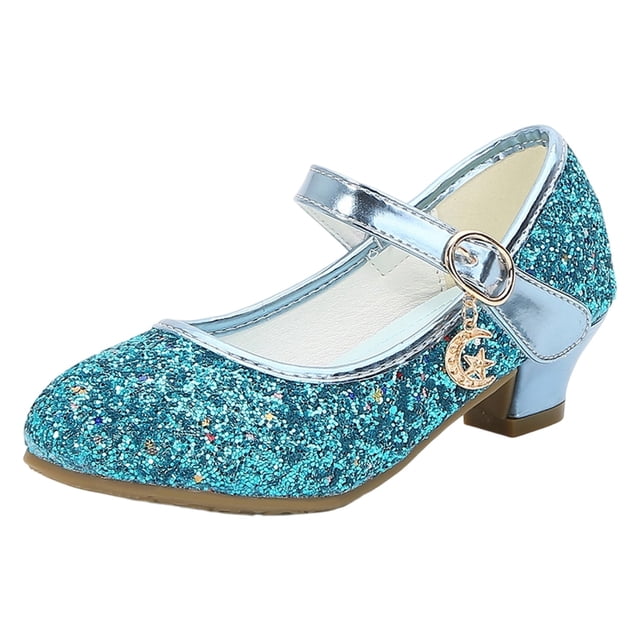 Wdgfv Ballerines Filles Scintillantes Fête Mary Jane Princesse Chaussures de Robe Bleu 5,5-6 Ans