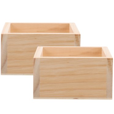 2pcs Wooden Flower Pots Square Box Planters Rustic Flower Vase Arrangement Holders