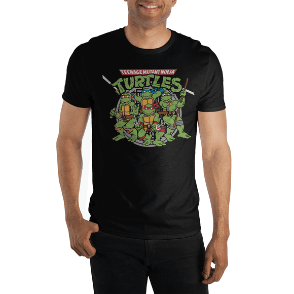 Teenage Mutant Ninja Turtles Classic Art & Logo Black T-Shirt