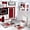 Red, variant on FRAMICS Black Geometric Shower Curtain Sets with Rugs, 16 Pc White Modern Abstract Bathroom Sets, Waterproof Fabric Bathroom Curtain Decor with Hooks