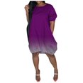 thumbnail image 1 of MesaSe Robes Décontractées Grande Taille pour Femmes Manches Courtes Mi-Longues Dégradé Été, 1 of 6
