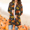 thumbnail image 1 of Women‘s Halloween Cardigan Sweater Skull Pumpkin Print Pattern Long Cardigans Sweater Coats Tops Ginger M, 1 of 5