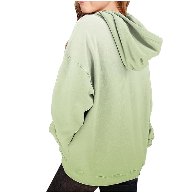 MeetoTime Sweat à Capuche pour Filles avec Poches Automne Surdimensionné Manches Longues Dégradé Décontracté 2-14 Ans
