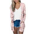 thumbnail image 1 of Pompotops Chemisier Décontracté à Manches Longues Imprimé pour Femmes avec Poche Cardigan Liquidation, 1 of 5